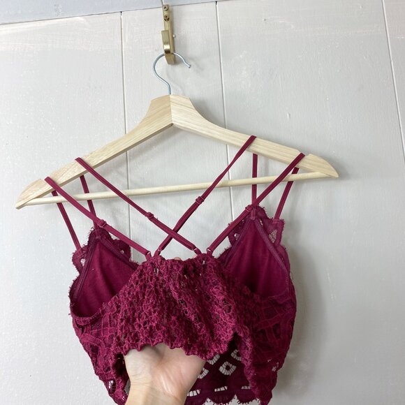 Anemone Wine Red Lace Bralette Size Small - Picture 4 of 5